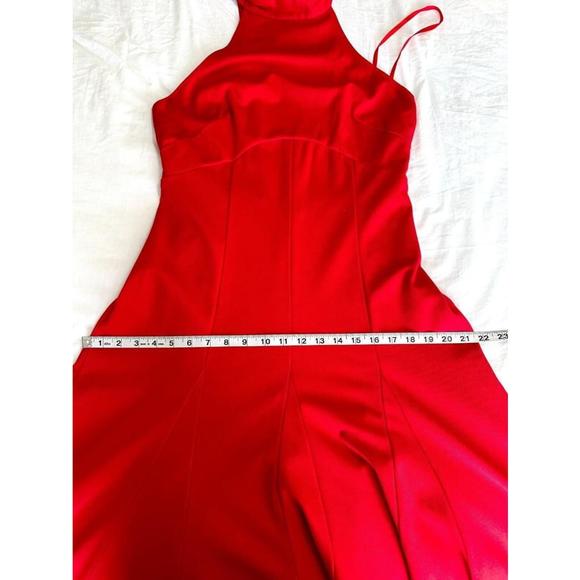 Maeve Anthropologie Halter Flounced Midi Dress Red Womens Size M Petite New - Picture 10 of 14